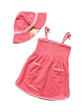 Janie and Jack Resort Collection Girls Pink Terry Sundress & Matching Sun Hat 4T